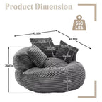 Sitzsack-Sofa für Erwachsene und Kinder, übergroßer Cord-Sitzsack mit 3 Kissen und Armlehne für Wohnzimmer oder Schlafzimmer