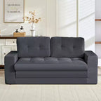 Canapé-lit futon convertible 2-en-1 Mjkone de 71 po, canapé deux places convertible pliable en tissu côtelé avec boutons capitonnés, gain de place