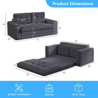 Canapé-lit futon convertible 2-en-1 Mjkone de 71 po, canapé deux places convertible pliable en tissu côtelé avec boutons capitonnés, gain de place