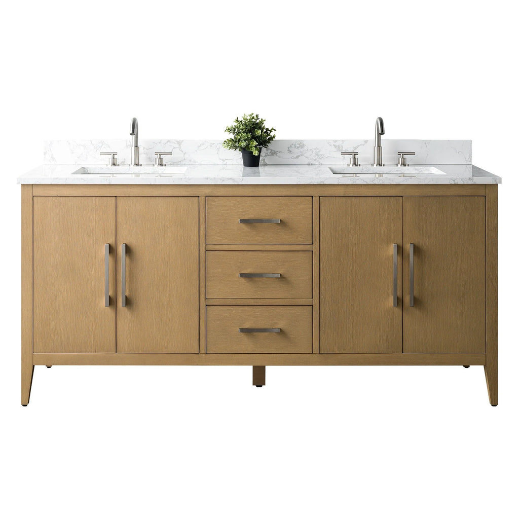 Mobile bagno Vanity Art 72 con doppio lavabo e piano in marmo composito