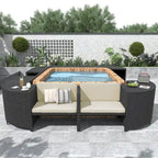 Spa-Umrandung, Spa-Gestell, viereckiges Outdoor-Lounge-Set aus Polyrattan