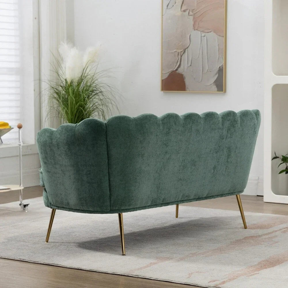 Kleines Mini-Sofa für zwei Personen mit goldenem Metallbein – 2 Sitzplätze