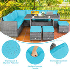 Costway 7-teiliges Dining-Set aus Polyrattan für die Terrasse mit Ecksofa, Couch und Hocker – Details anzeigen