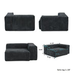 Grand canapé d’angle modulable en velours côtelé, en U, 4 places, avec 2 poufs et 5 coussins