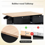 Ensemble îlot de cuisine TOPMAX avec rallonge rabattable et 2 places assises, ensemble table à manger avec étagère réglable, tiroirs et porte-serviettes