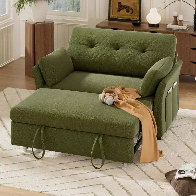 Divano letto trasformabile 3-in-1 Dyonery, divano letto estraibile con tasca laterale e schienale regolabile, montaggio senza attrezzi, divanetto pieghevole