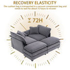 Zweisitzer-Sofa mit 2 Sitzkissen, 2 Kissen und 2 Hockern, bequemes Sofa – tiefes Wohnzimmer-Sofa, modulares Sofa
