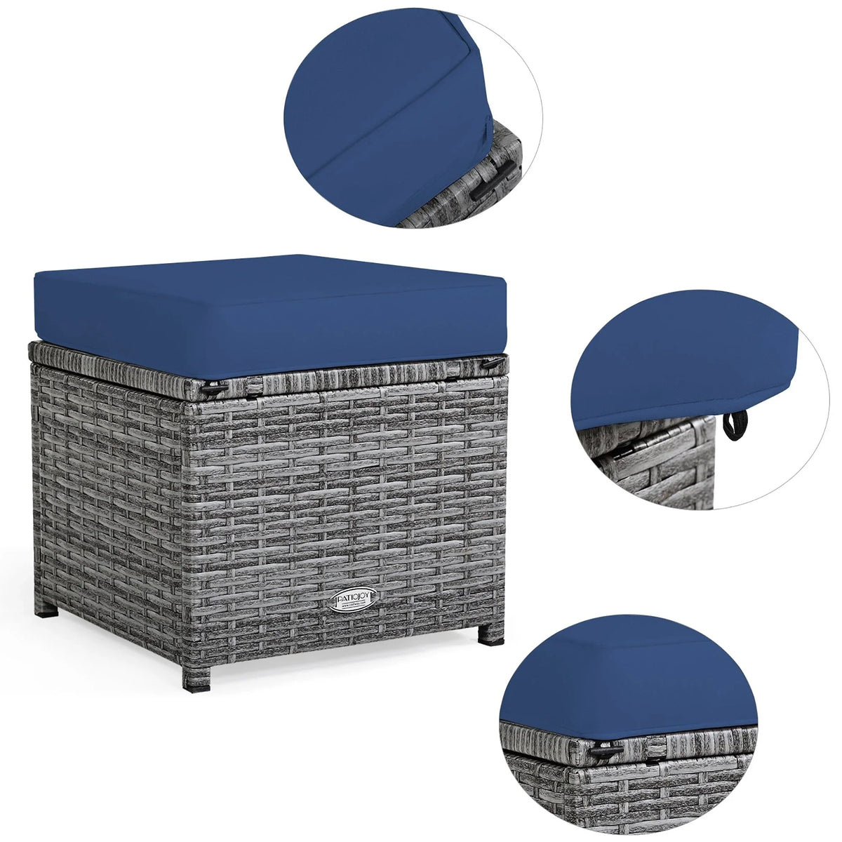 Costway 7-teiliges Dining-Set aus Polyrattan für die Terrasse mit Ecksofa, Couch und Hocker – Details anzeigen