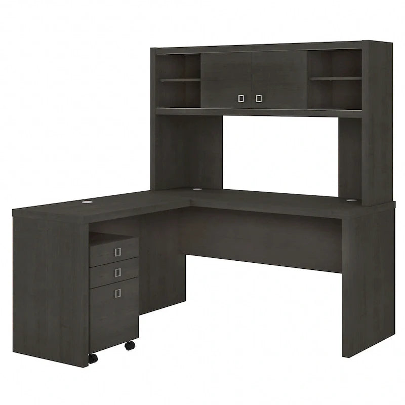 Echo L-vormig bureau met opzetkast en laden