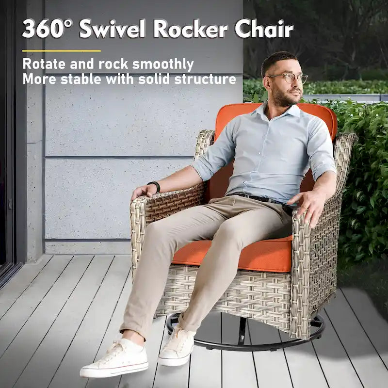 Ensemble de conversation de mobilier de patio extérieur XIZZI en 9 pièces avec fauteuil pivotant