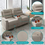 Beige-graues Relaxsofa aus Tech-Gewebe, 2-Sitzer, mit verstellbarer Rückenlehne und Fußstütze