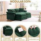 Zweisitzer-Sofa mit 2 Sitzkissen, 2 Kissen und 2 Hockern, bequemes Sofa – tiefes Wohnzimmer-Sofa, modulares Sofa