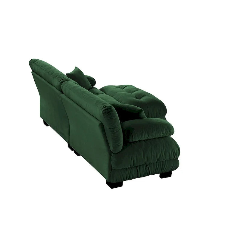 Sofá de dois lugares em forma de L, sofá modular em chenille com almofadas lombares