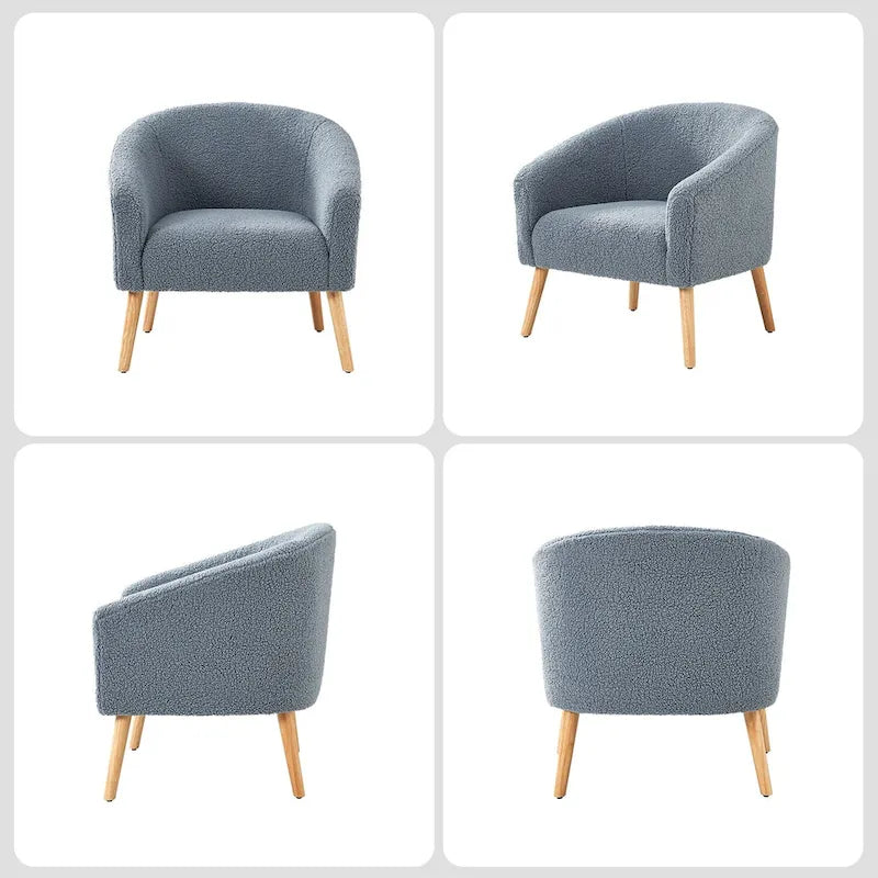 Nowoczesny fotel boucle Sheila 30 W z nogami z litego drewna, zestaw 2 szt., HULALA HOME