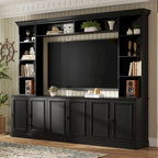4-piece entertainment center wall unit set with bridge for TVs up to 70, TV stand W/adjustable shelves, large media console