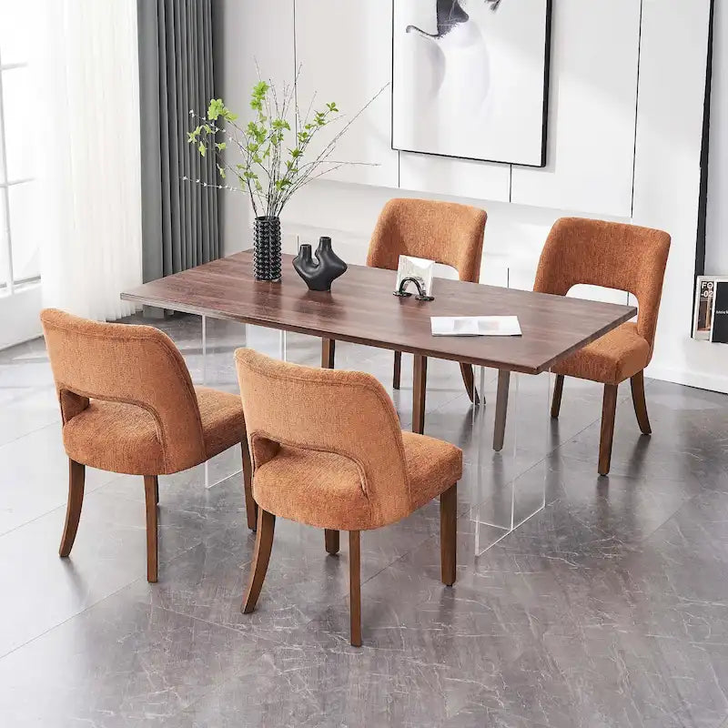 Set aus 4 Esszimmerstühlen mit Stoffbezug