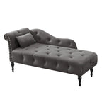 Moderne chaise longue van 60,6 inch met fluwelen bekleding, gecapitonneerde knopen, massief houten poten en sierspijkers