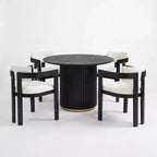 Christopher Knight Home Shankar moderne ronde eettafelset met 5 delen en stoelen met bekleding van rubberhout