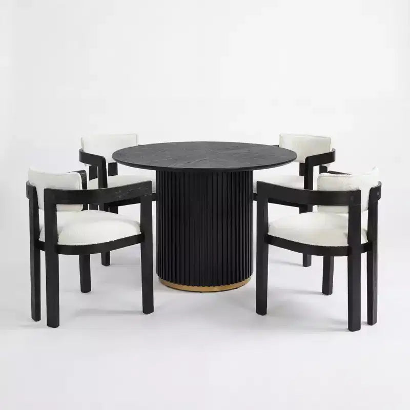 Christopher Knight Home Shankar moderne ronde eettafelset met 5 delen en stoelen met bekleding van rubberhout