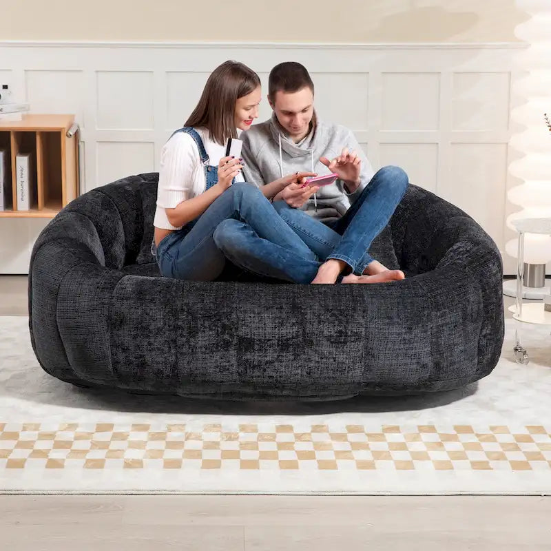 GDFStudio - Sofá descontraído Laurel em chenille para 2 pessoas, com espuma de alta densidade e conforto extra