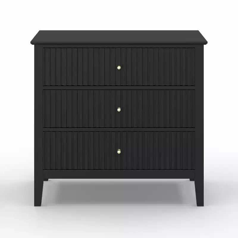 Comò Heynemo a 3 cassetti, comodino in legno verniciato alto 30 pollici con contenitore, ampia cassettiera moderna con guide a sfere