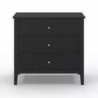 Comò Heynemo a 3 cassetti, comodino in legno verniciato alto 30 pollici con contenitore, ampia cassettiera moderna con guide a sfere