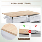Ensemble îlot de cuisine TOPMAX avec rallonge rabattable et 2 places assises, ensemble table à manger avec étagère réglable, tiroirs et porte-serviettes
