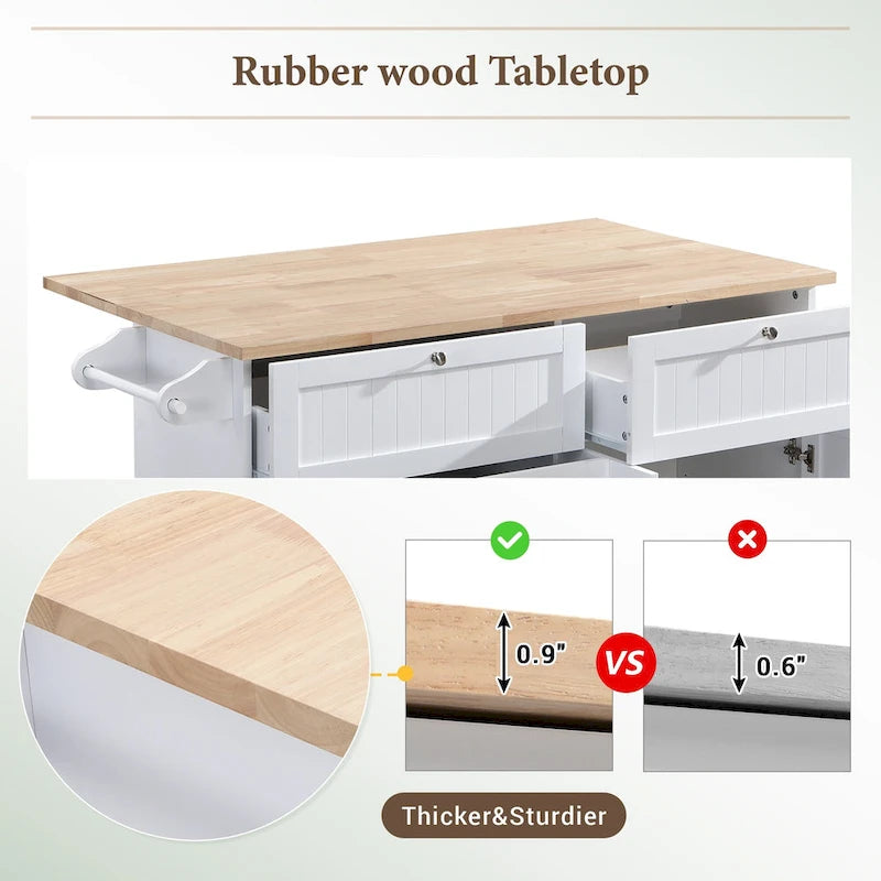 Ensemble îlot de cuisine TOPMAX avec rallonge rabattable et 2 places assises, ensemble table à manger avec étagère réglable, tiroirs et porte-serviettes