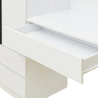 3-in-1-Kleiderschrank mit Schminktisch, Schreibtisch-Set, Schlafzimmerschrank mit 2 Schubladen, 3 Türen und Stauraum