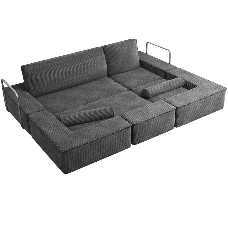 Verstellbares Cloud-Ecksofa, bequemes Cord-Ecksofa mit tiefem Sitz und hohen Kissen, einfache Montage