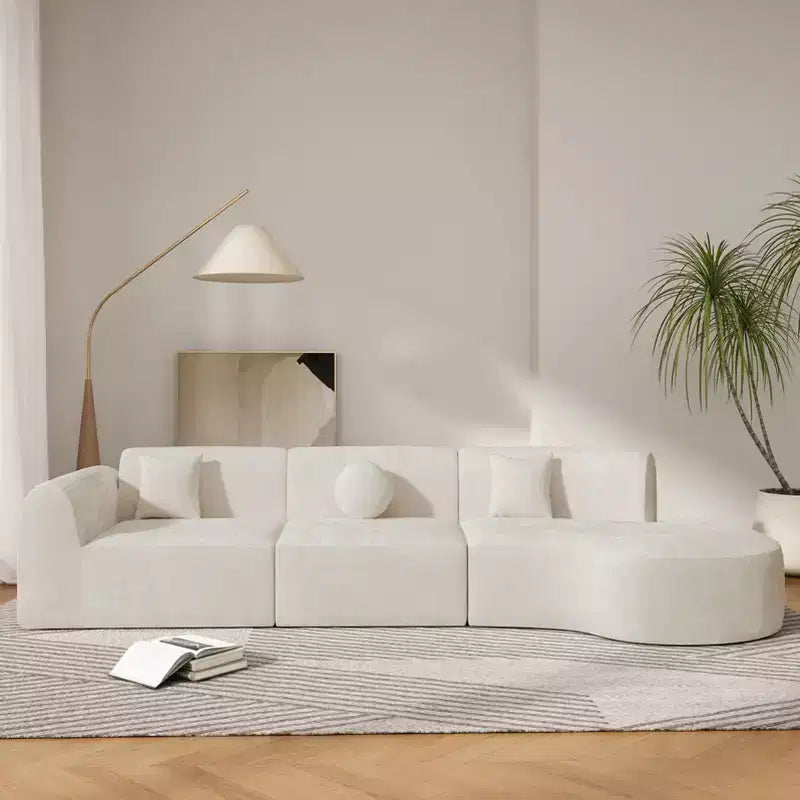 Nowoczesna zakrzywiona sofa modułowa o długości 140 cali z szezlongiem, zestaw 3-elementowy do salonu