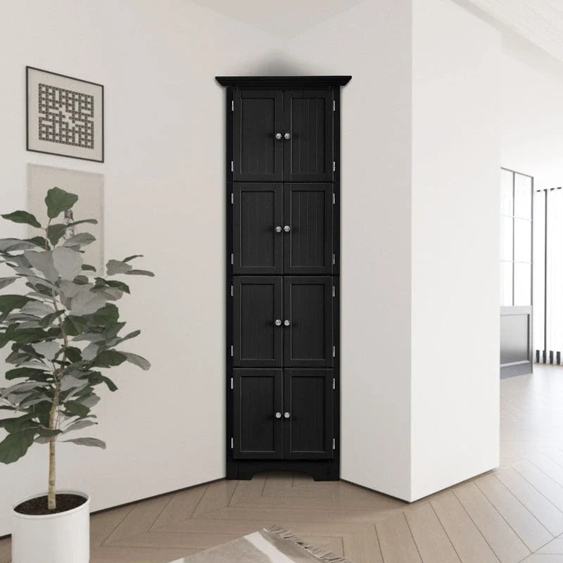 Meuble de rangement d’angle haut avec 8 portes et 4 étagères