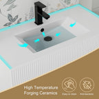 Wavy Line Badezimmermöbel-Set mit Waschbecken und Wasserhahn, 30/36/48 Zoll