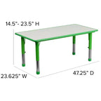 Rechteckiges, höhenverstellbares Aktivitätstisch-Set aus Kunststoff von Emma und Oliver, 23,625 W × 47,25 L, mit 6 Stühlen