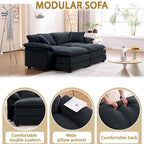 Zweisitzer-Sofa mit 2 Sitzkissen, 2 Kissen und 2 Hockern, bequemes Sofa – tiefes Wohnzimmer-Sofa, modulares Sofa