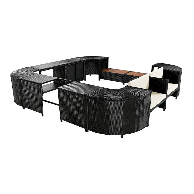 Spa-Umrandung, Spa-Gestell, viereckiges Outdoor-Lounge-Set aus Polyrattan