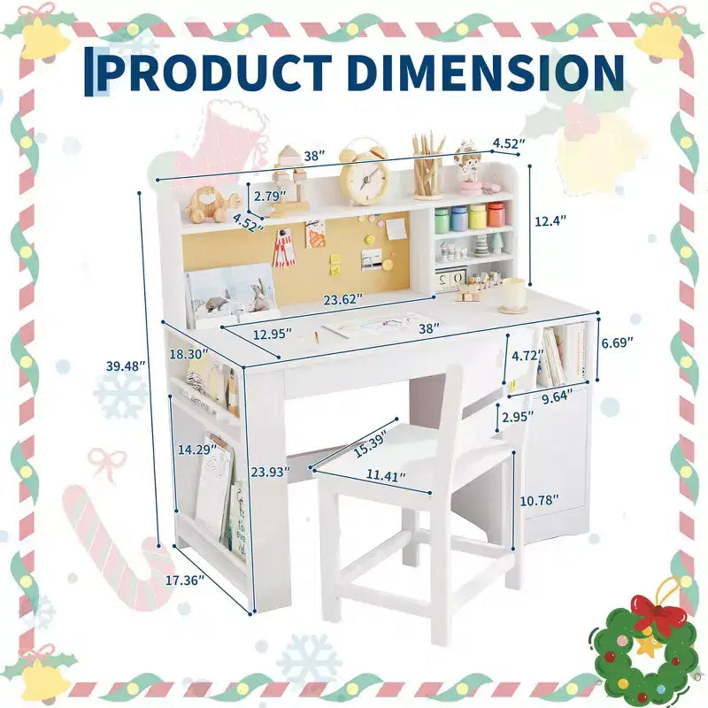 Ensemble bureau et chaise d’étude pour enfants avec rangement, bureau d’étude pour enfants avec dessus et plateau inclinable, de 3 à 8 ans, table d’écriture pour chambre