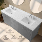 Mobile bagno Vanity Art 72 con doppio lavabo e piano in marmo composito