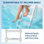 Échelle de piscine robuste à 5 marches avec deux mains courantes, marches solides en PE antidérapantes, capacité de 181 kg, compatible avec les piscines enterrées et hors sol de 122 à 137 cm