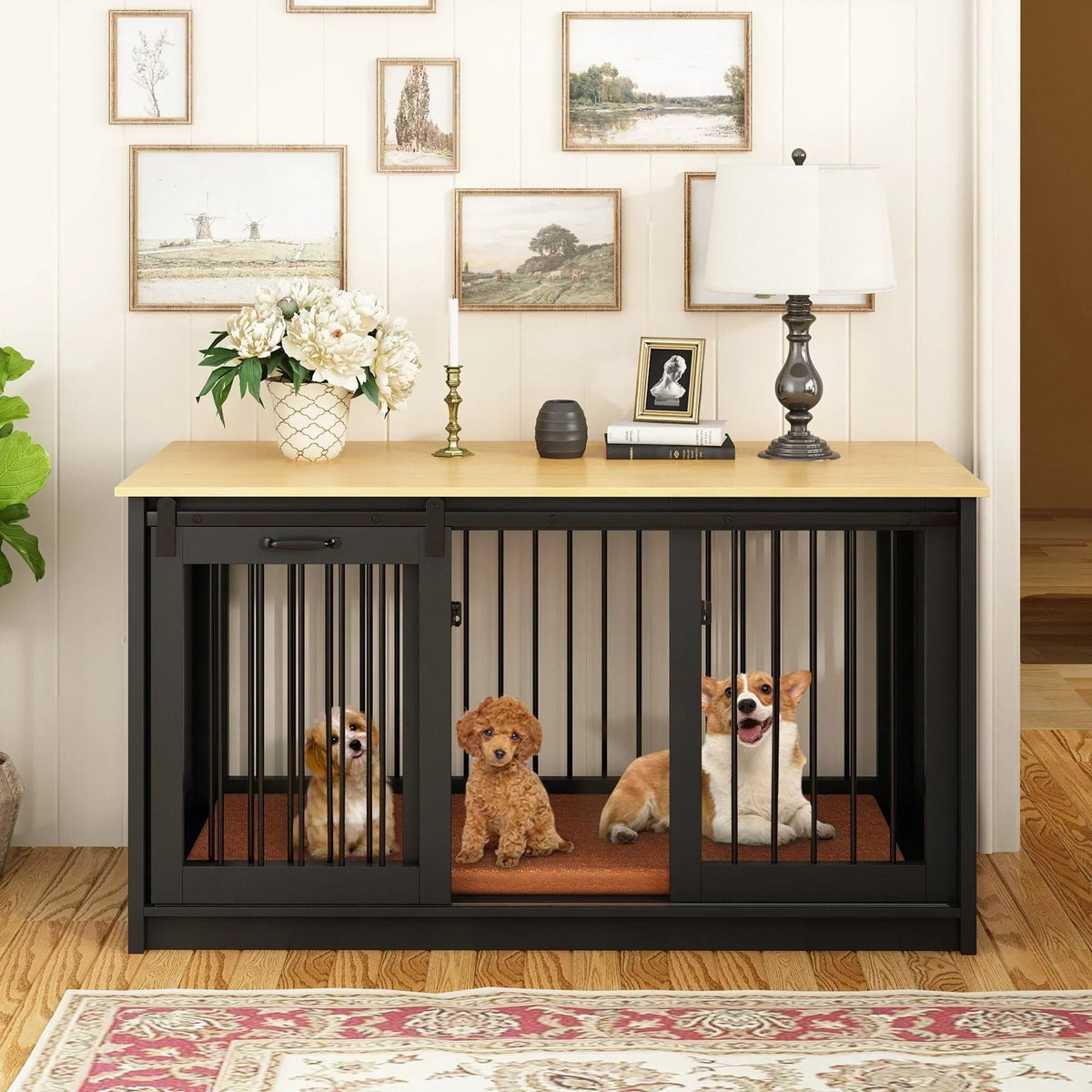 Résidence pour animaux avec renforcement par tubes en fer, cage pour chien élégante et robuste