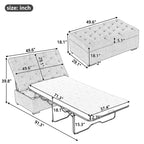 Klappbares Schlafsofa, 49,6-Zoll-Hocker mit klappbarem Schlafsofa, umwandelbarer Schlafhocker mit Memoryschaum-Matratze und getuftetem Design