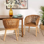 Set di 2 sedie da pranzo bali & pari Mario in legno di teak e rattan, finitura marrone naturale, in stile bohémien moderno