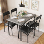 Conjunto de mesa de jantar retangular para 4 pessoas com cadeiras estofadas