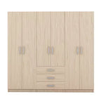 Roupeiro de madeira com 6 portas e gavetas para quarto