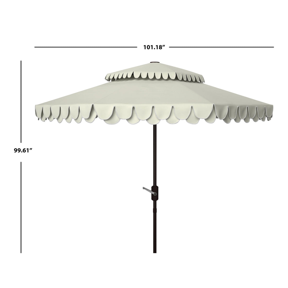 Parasol extérieur SAFAVIEH Kjerstin avec volant, 9 pieds, double toit