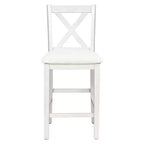 Conjunto Homy Casa de mesa de jantar e cadeiras de 5 peças, de altura de balcão, com prateleiras de arrumação, branco e nogueira, estilo quinta moderna