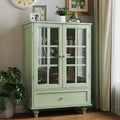 Aufbewahrungsschränke, hölzerner Unterschrank mit 1 Schublade und 2 Glastüren, Sideboard im Landhausstil mit Stauraum für Wohnzimmer