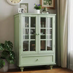 Aufbewahrungsschränke, hölzerner Unterschrank mit 1 Schublade und 2 Glastüren, Sideboard im Landhausstil mit Stauraum für Wohnzimmer