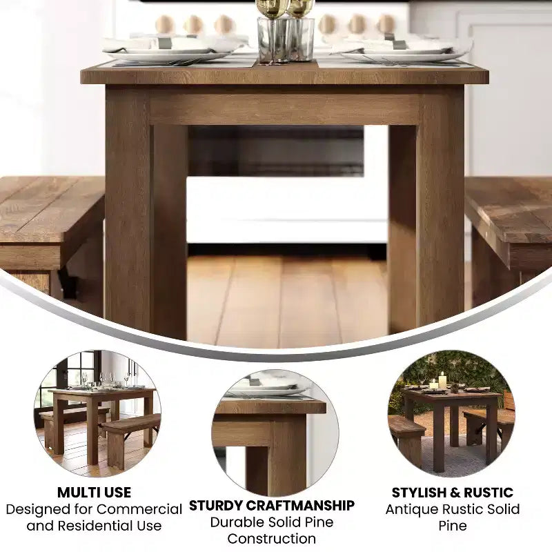 Prostokątny stół do jadalni Flash Furniture 46 x 30 z litej sosny