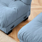 Sofá de dois lugares em forma de L, sofá modular em chenille com almofadas lombares